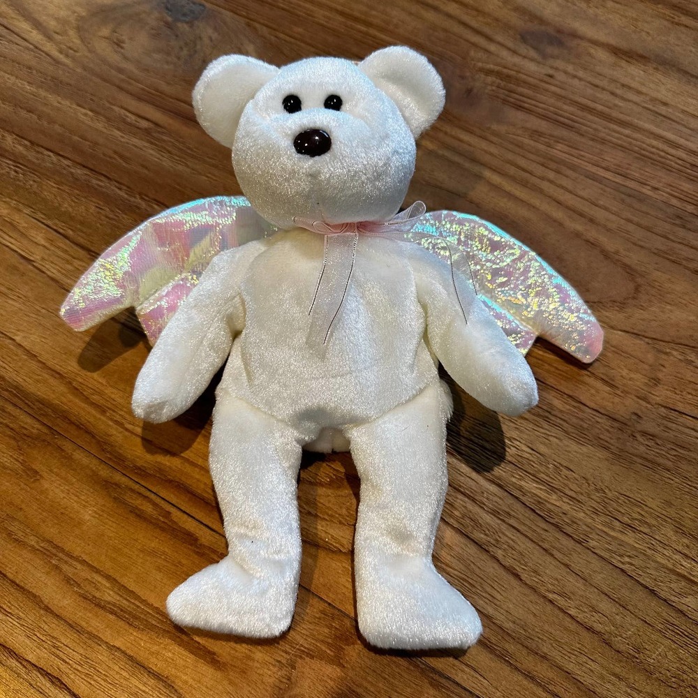Ty Beanie Babies Halo Angel Bear Stuffed Animal Metallic‎ Wings Collectible 1998